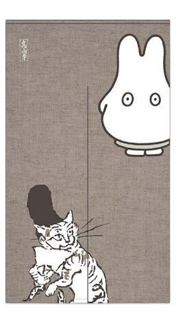 日本製造 miffy×鳥獸漫畫 窗簾B 米菲 合作 善意 室內裝飾 雜貨 商品 可愛