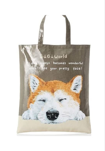 GUGUWorld 環保袋 女士 柴犬圖案 A4 Tote bag 卡其色