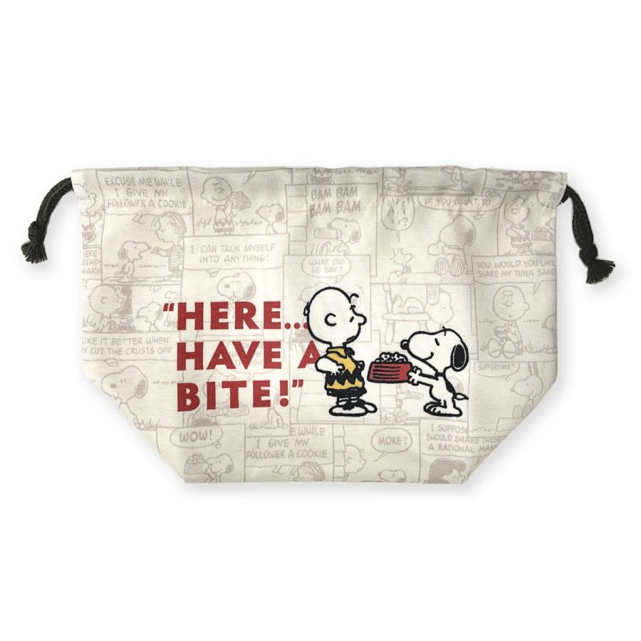 Snoopy Here have a bite 史努比 午餐抽繩 便當袋